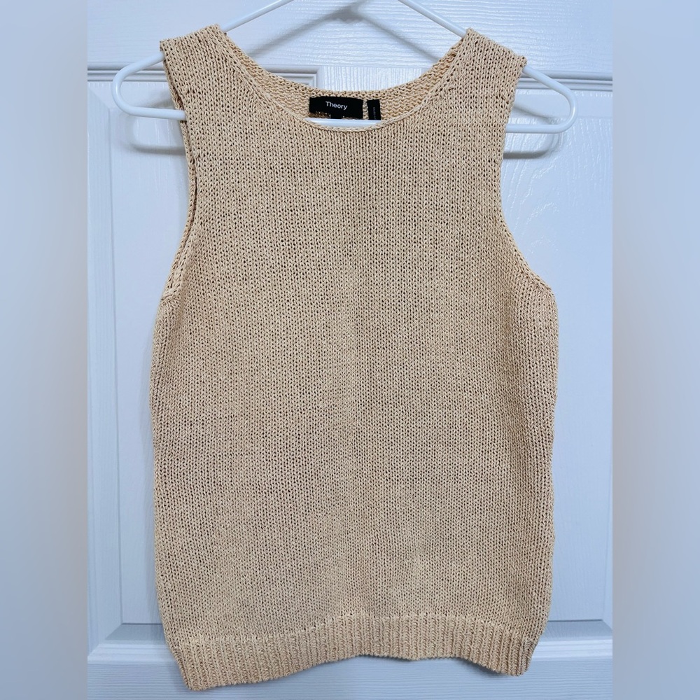 Theory Light Tan Knit Top,size L